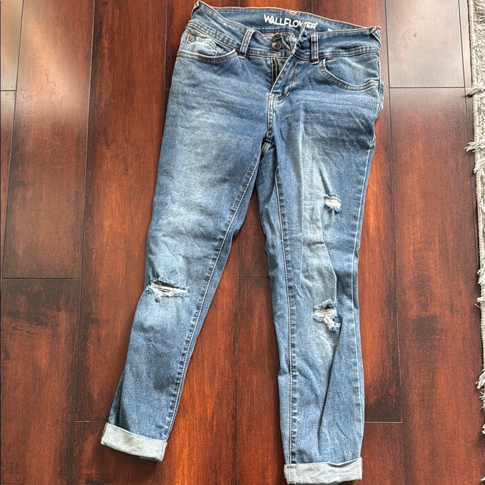 Wallflower Blue Boyfriend Jeans with Distressed Details